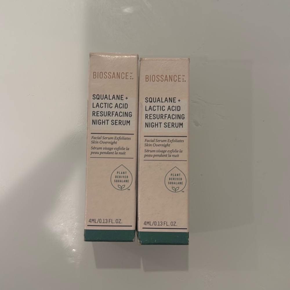 New- 2, .13 oz Biossance squalane lactic acid resurfacing night serum.